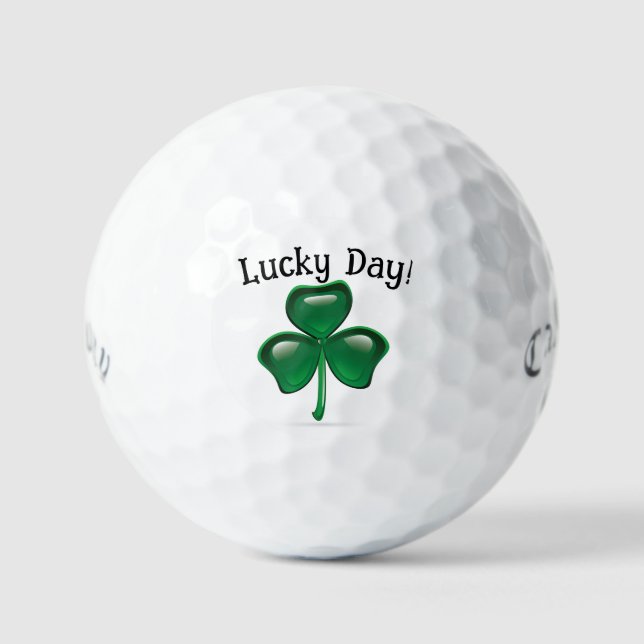 Customize Lucky Day! Shamrock Golf Balls (Front)