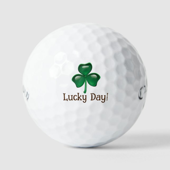Customize Lucky Day! Shamrock Golf Balls (Front)