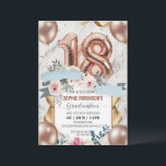 Customize Luxurious 18th Birthday Combine Graduate Invitation<br><div class="desc">Planning a stylish graduation and 18th birthday party? Bored with ordinary invitations? This invitation is the perfect solution! The design with balloons, flowers, rose gold accents, and a marble texture creates a luxurious and unique look. Graduation and an 18th birthday are important occasions; let this invitation reflect your refined taste....</div>