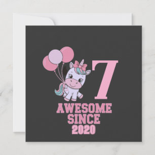 Customize Magical 7 Yrs Old Unicorn Birthday Girl Invitation