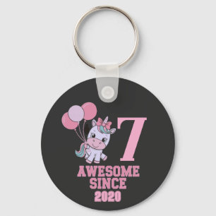 Customize Magical 7 Yrs Old Unicorn Birthday Girl  Keychain