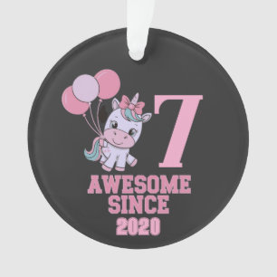 Customize Magical 7 Yrs Old Unicorn Birthday Girl Ornament