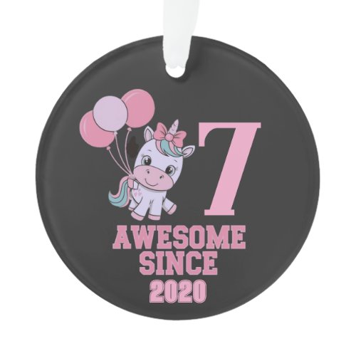 Customize Magical 7 Yrs Old Unicorn Birthday Girl  Ornament