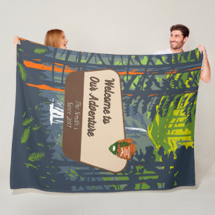 Customize Marymere Falls Family Camping Adventure Fleece Blanket