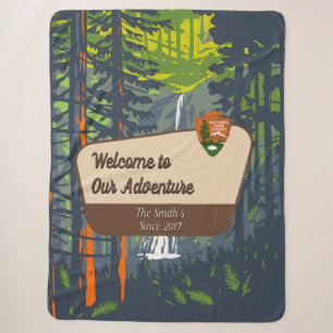 Customize Marymere Falls Family Camping Adventure Sherpa Blanket