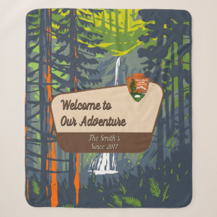 Customize Marymere Falls Family Camping Adventure Sherpa Blanket