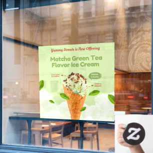 Customize Matcha Green Tea Ice Cream Donut Shop Window Cling