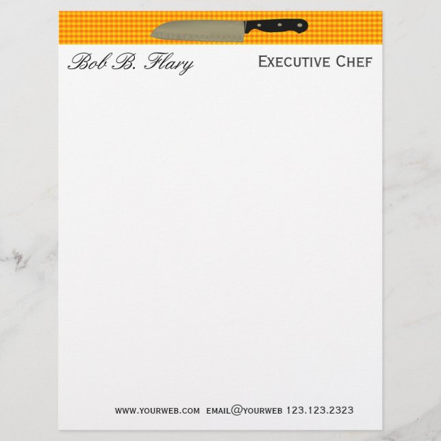 Customize ME Chef Santoku Knife Culinary Letterhead (Front)