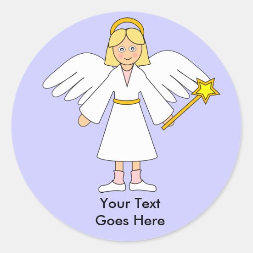 Customize Me __ Childrens Nativity Angel Blonde Classic Round Sticker