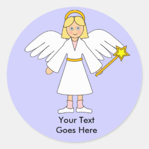 Customize Me -- Children's Nativity Angel Blonde Classic Round Sticker