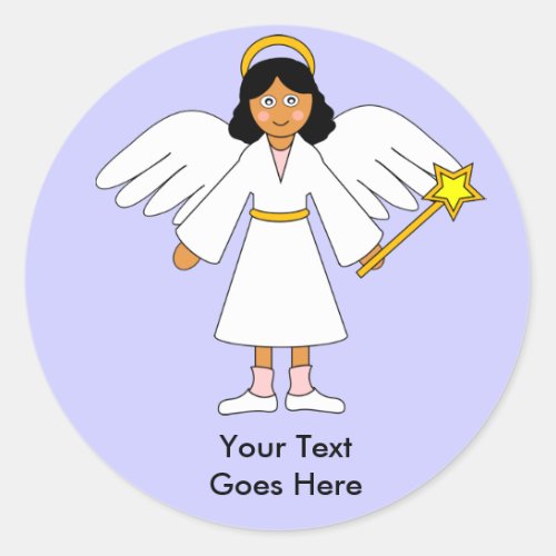 Customize Me __ Childrens Nativity Angel __ Dark Classic Round Sticker