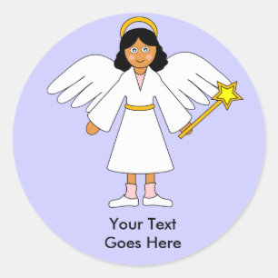 Customize Me -- Children's Nativity Angel -- Dark Classic Round Sticker