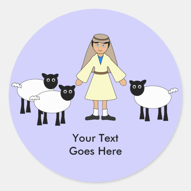 Customize Me -- Children's Nativity Shepherd Boy Classic Round Sticker (Front)