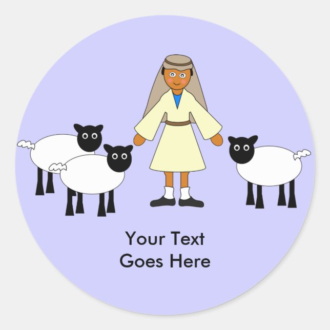 Customize Me -- Children's Nativity Shepherd Boy Classic Round Sticker (Front)