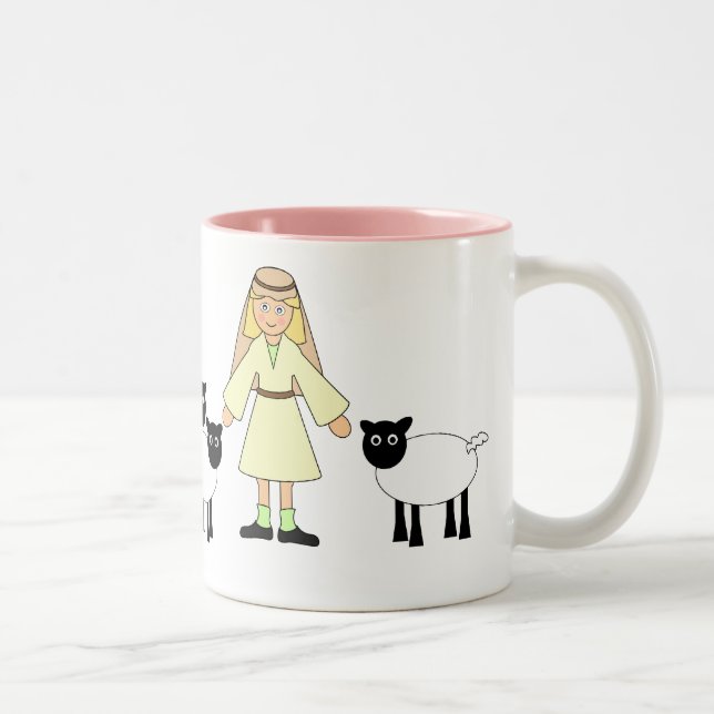 Customize Me -- Children's Nativity Shepherd Girl Two-Tone Coffee Mug (Right)