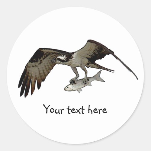 Customize Me Osprey with Fish Classic Round Sticker