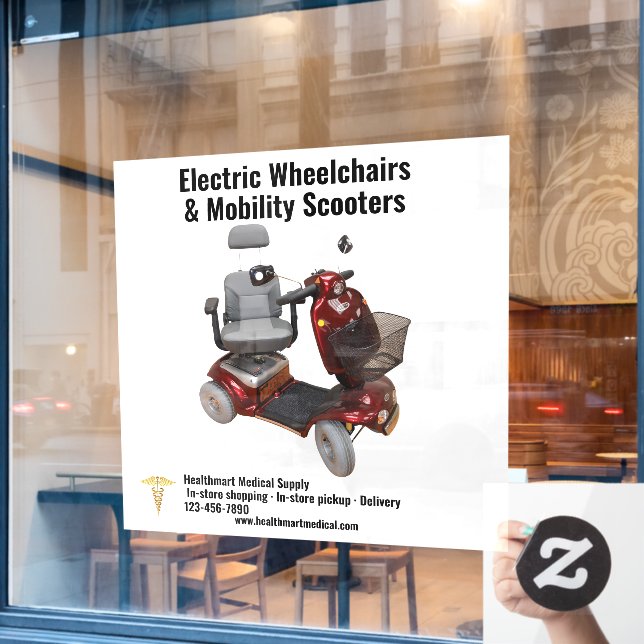 Customize Medical Supply Mobility Scooters Window Cling (Cafe Window)