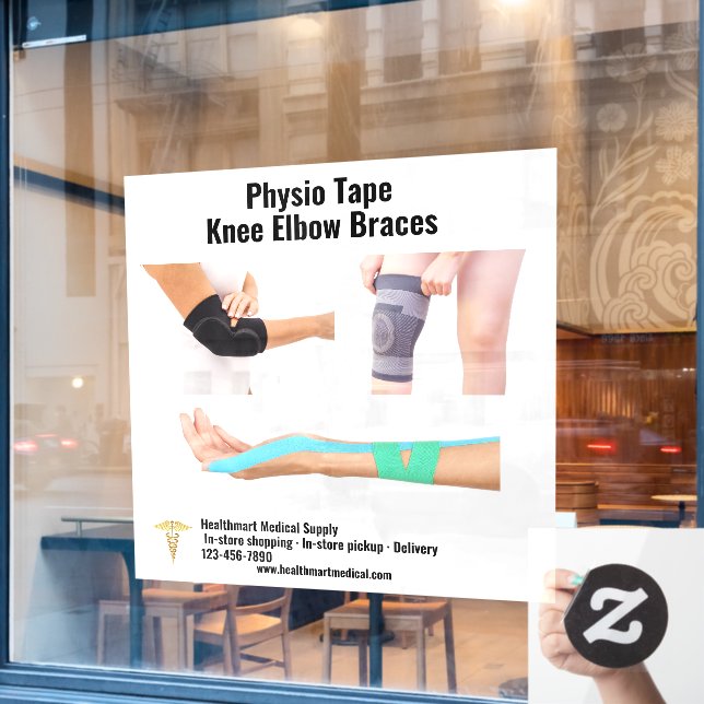 Customize Medical Supply Physio Tape Knee Elbow  Window Cling (Cafe Window)