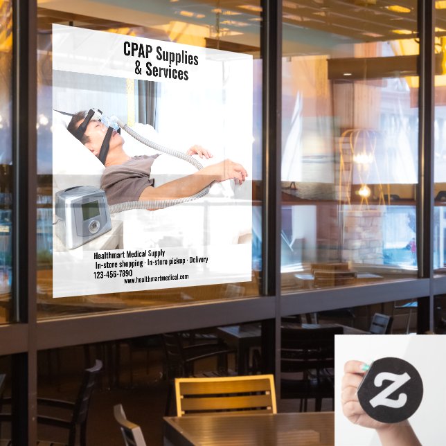 Customize Medical Supply Shop CPAP Supplies  Window Cling (Restaurant Window)