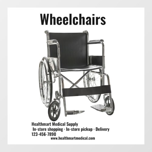 Customize Medical Supply Shop Wheelchair Large  Window Cling