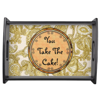Customize Melange Paisley in Gold Serving Tray