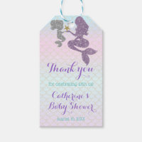 Customize Mermaid Baby Shower Sparkle Purple Teal Gift Tags