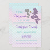 Customize Mermaid Baby Shower Sparkle Purple Teal Invitation (Front/Back)