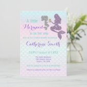 Customize Mermaid Baby Shower Sparkle Purple Teal Invitation (Standing Front)