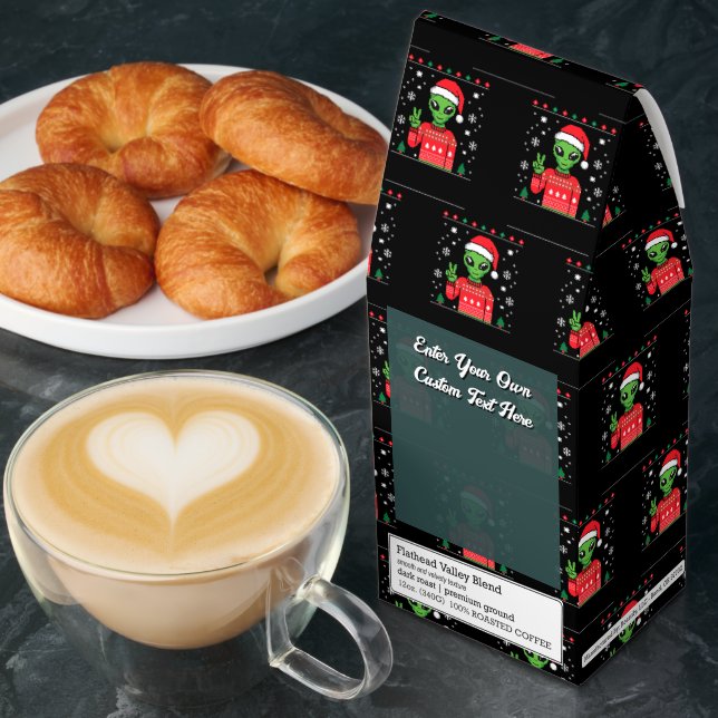 Customize Merry Christmas Santa Ugly Sweater Alien Roasted Coffee (Breakfast)