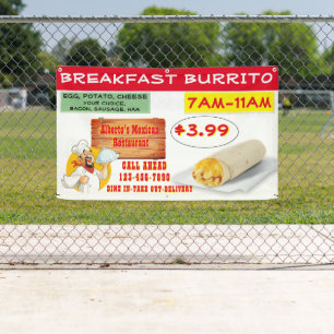 Customize Mexican Restaurant Breakfast Burrit Banner