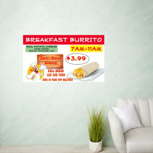 Customize Mexican Restaurant Breakfast Burrito  Wall Decal