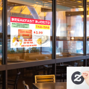 Customize Mexican Restaurant Breakfast Burrito Window Cling
