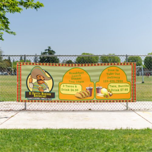 Customize Mexican Restaurant Food Pricing Large Banner