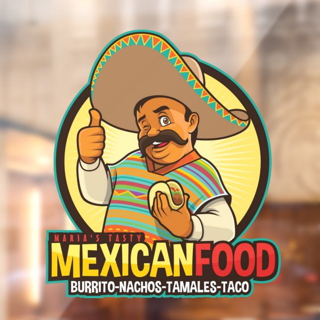 Customize Mexican Restaurant Food Tasty Fresh  Window Cling (Sheet 2)