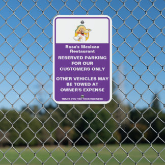 Customize Mexican Restaurant Reserved Parking Tow  Metal Sign