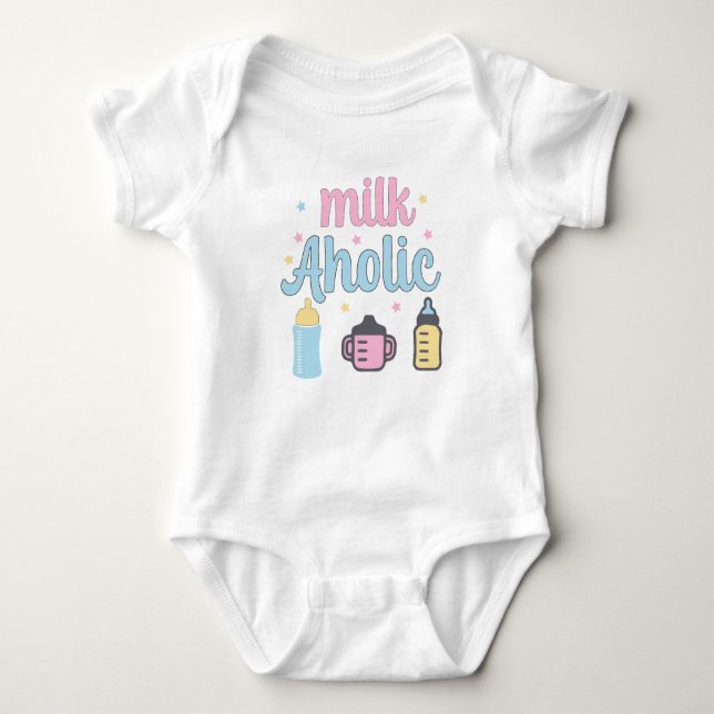 Customize Milk Aholic Funny Cute  Baby Bodysuit (Front)
