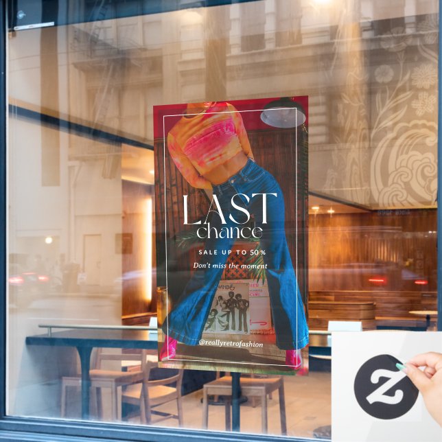 Customize Minimal Modern 90s Fashion Sale Clearanc Window Cling (Cafe Window)