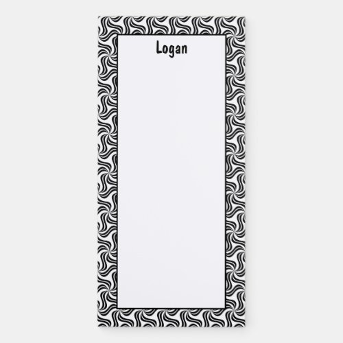 Customize Minimalist Black and White Curvy Pattern Magnetic Notepad