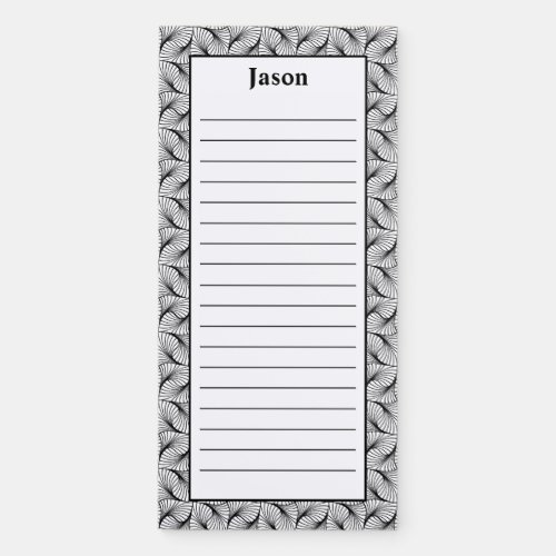 Customize Minimalist Black and White Pattern Lined Magnetic Notepad