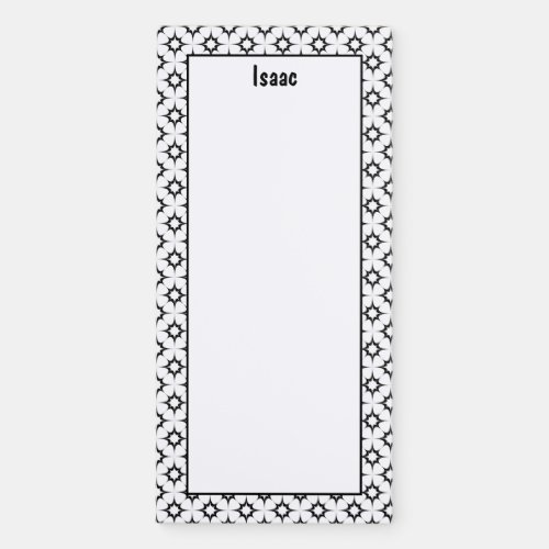 Customize Minimalist Black and White Star Pattern Magnetic Notepad
