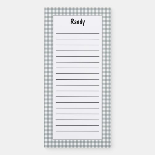 Customize Minimalist Gray Checkered Pattern Lined Magnetic Notepad