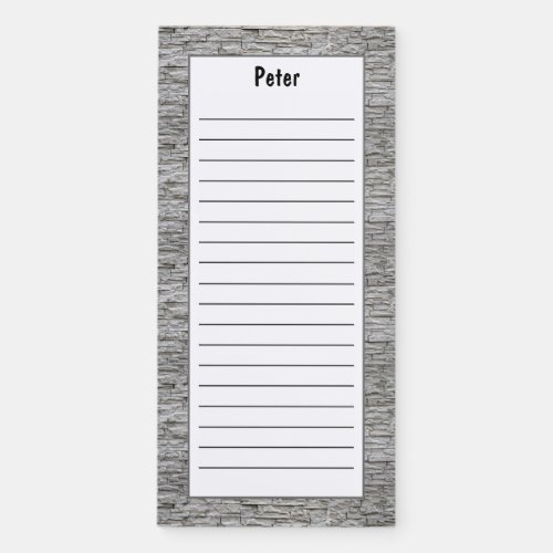 Customize Minimalist Gray Stone Rock Pattern Lined Magnetic Notepad