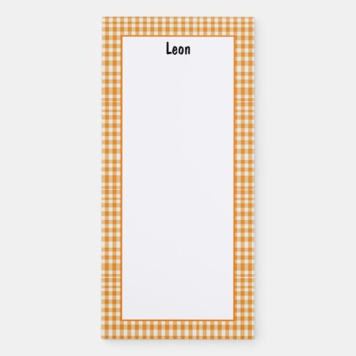 Customize Minimalist Orange Peach Checker Pattern Magnetic Notepad