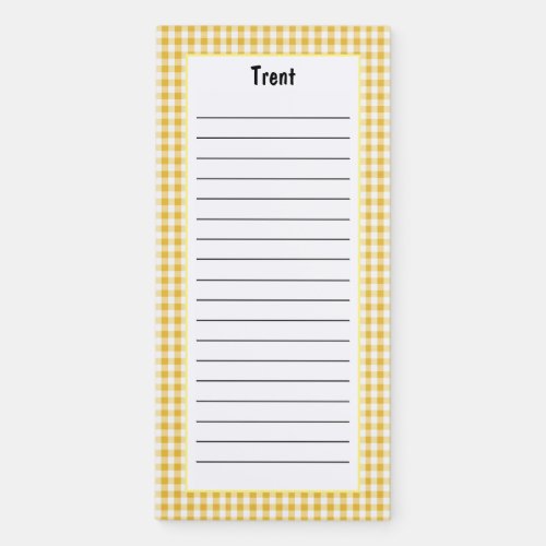 Customize Minimalist Yellow Checkered Pattern Line Magnetic Notepad