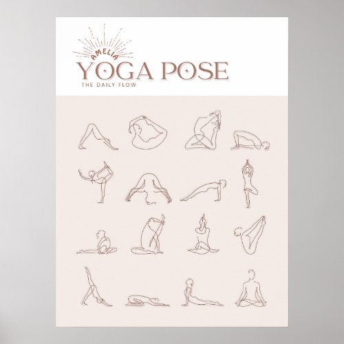 Customize Minimalist Yoga Pose LIne Art Poster