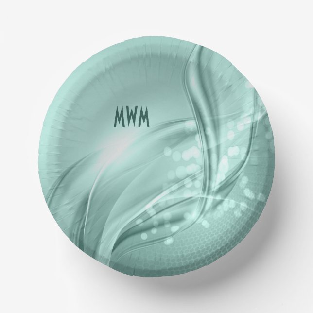 Customize Mint Swirl Pattern Customized Paper Bowl (Front)