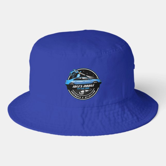 Customize Mobile Car Wash Detailing Blue Business  Bucket Hat (Front)