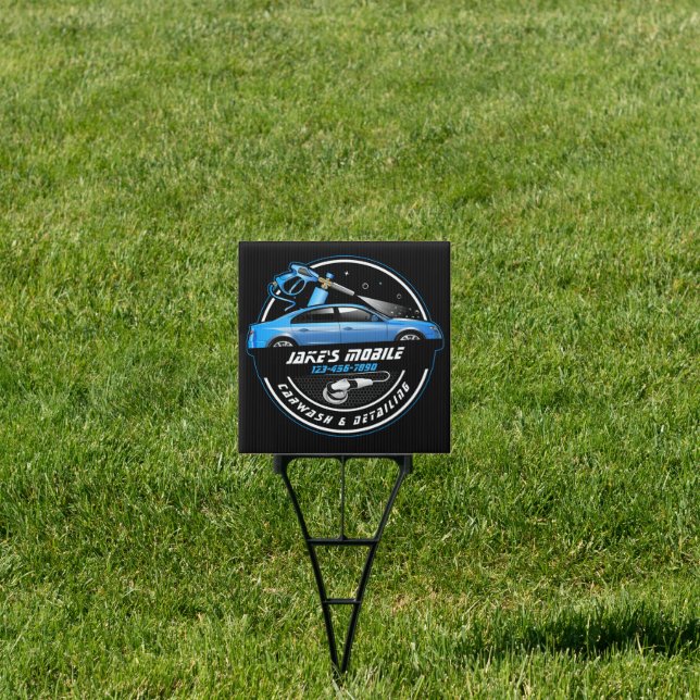 Customize Mobile Car Wash Detailing Blue Business  Sign (Insitu)