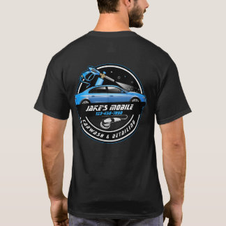 Customize Mobile Car Wash Detailing Blue Business T-Shirt