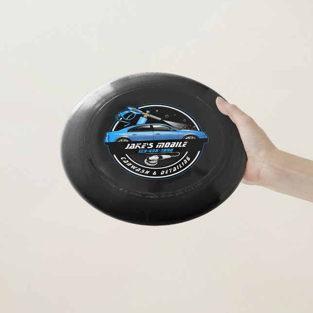 Customize Mobile Car Wash Detailing Blue Business  Wham-O Frisbee (In Hand)